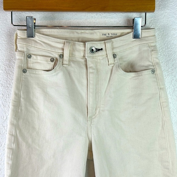 RAG AND BONE HIGH RISE ANKLE CIGARETTE DENIM JEANS IN ECRU 25 - Picture 7 of 12